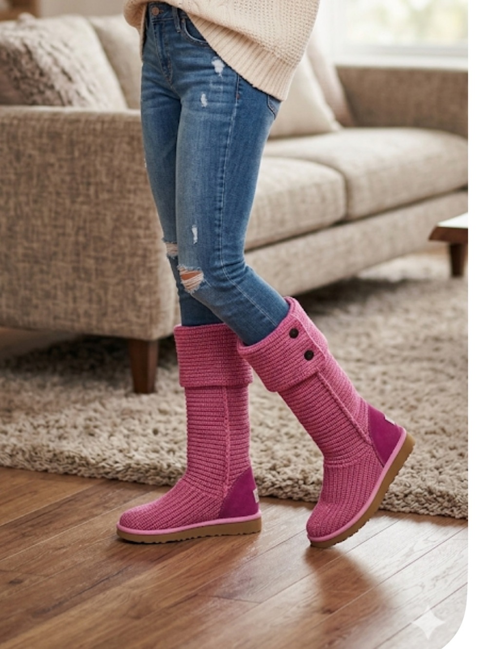 Ugg Knit Tall Boots pink size 8